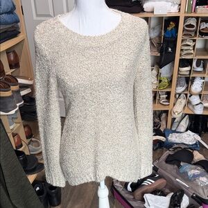 Francesca’s Women's Cream & Gold Marled Sweater